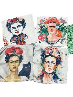 New Set Of 5 Frida Kahlo Porch Pillow Covers Exterior Interior Zipper Canvas 17”